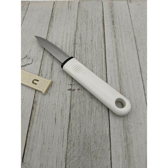 Shamburg Oil Vegetable Peeler Paring Knife 7 3/4" Stainless 3 1/2" Blade Cover - Picture 5 of 8